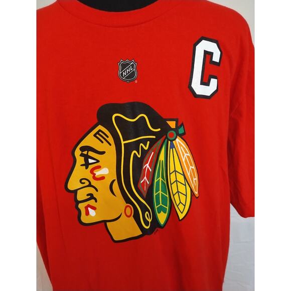NHL Chicago Blackhawks T-Shirt #19 TOEWS Reebok Red Size XL Cotton - Picture 2 of 8